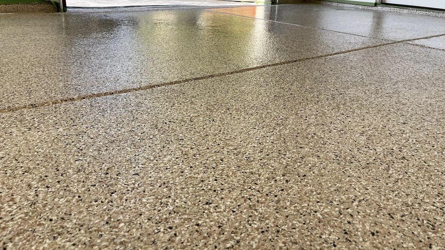 Polyaspartic flake epoxy garage floor installed in Albuquerque, NM